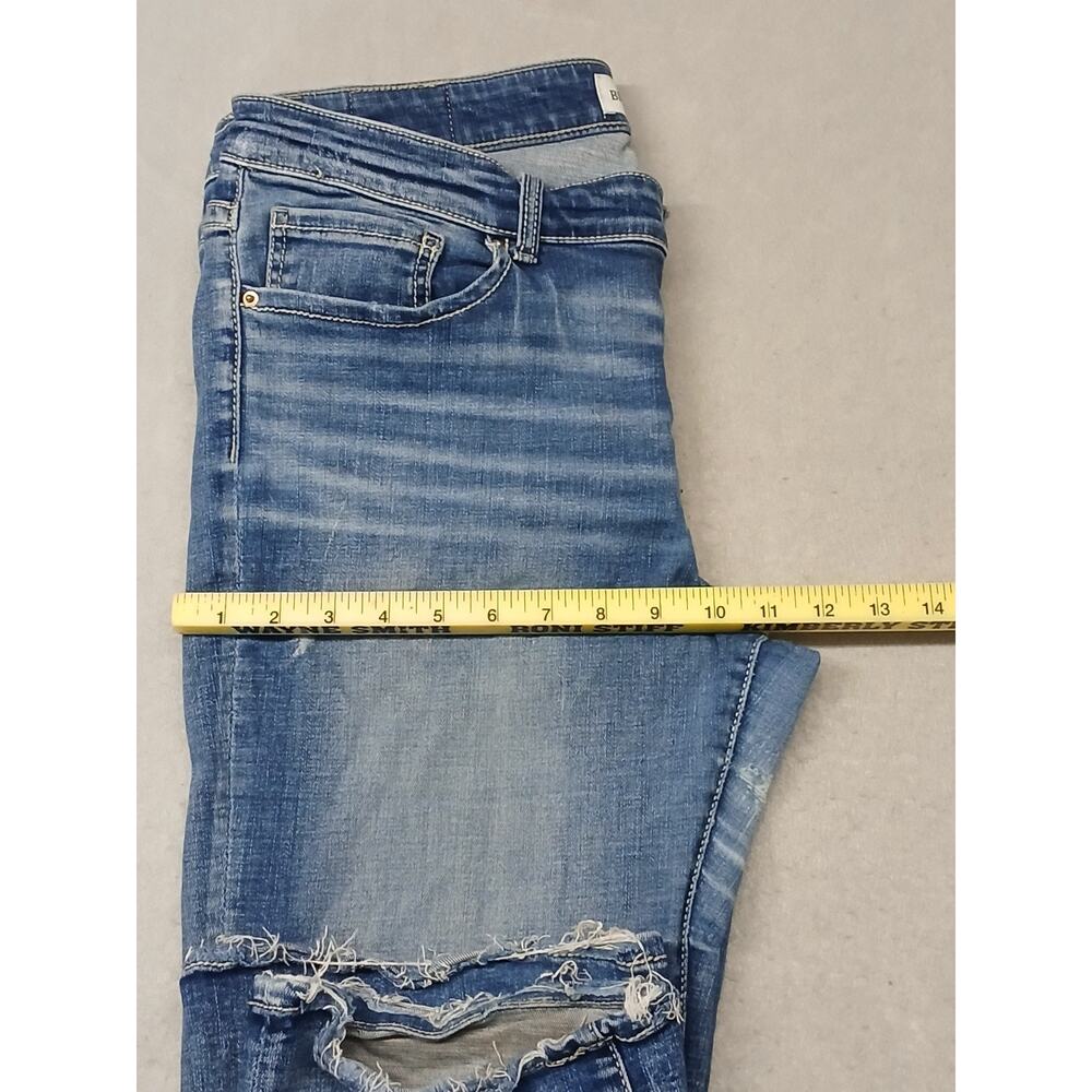 BKE (31- 37 1/2) Universal Fit Mid Rise Boot Cut Stretch Blue Denim Jeans - Picture 4 of 11